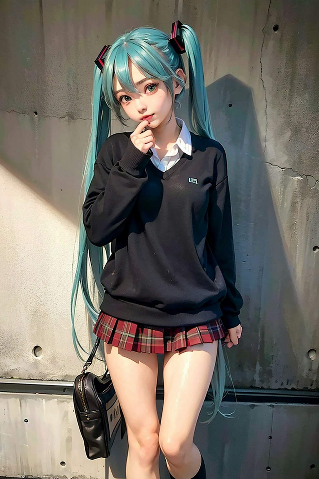 初音ミクです。012_ミニスカセーター制服