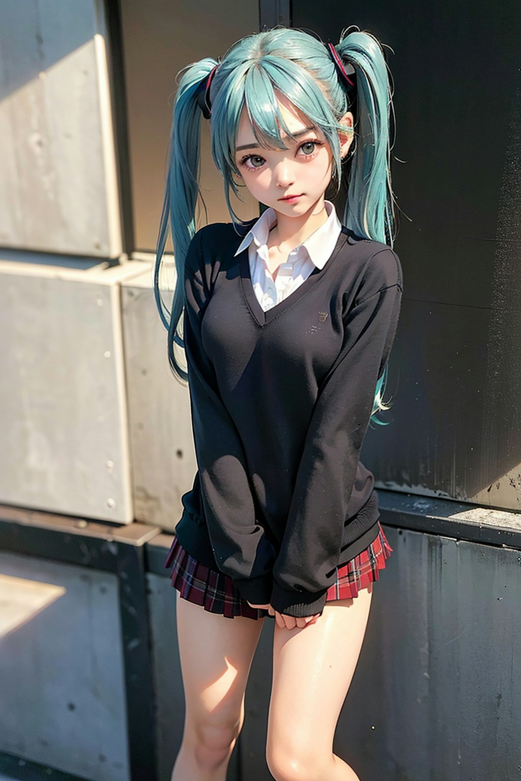 初音ミクです。012_ミニスカセーター制服