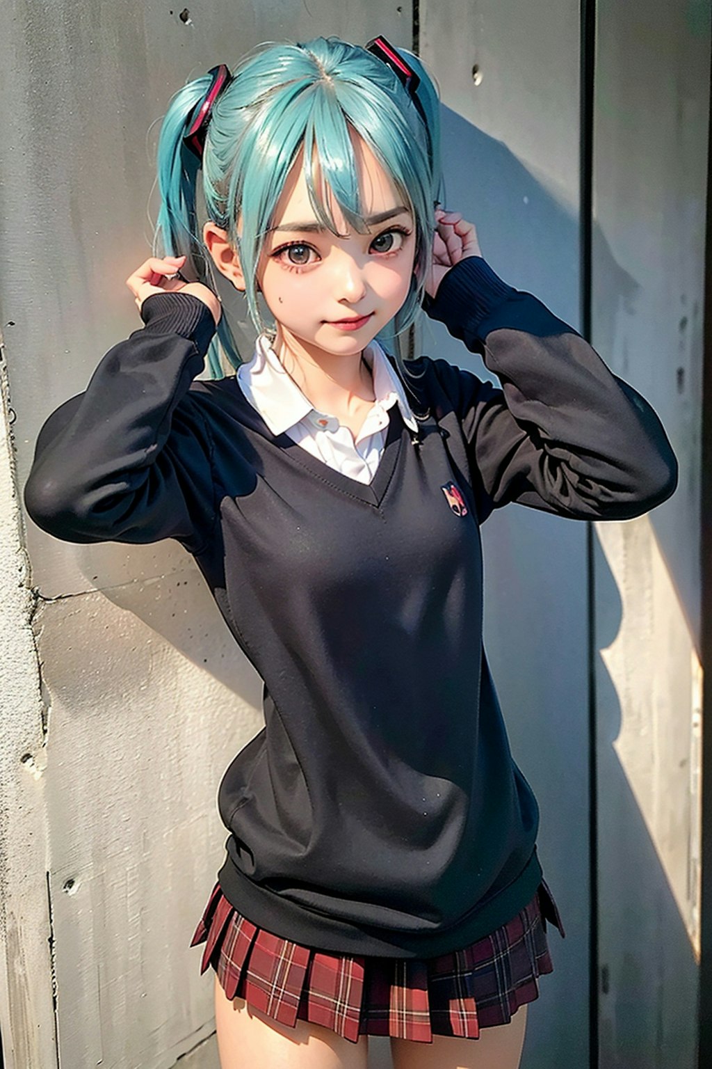 初音ミクです。012_ミニスカセーター制服