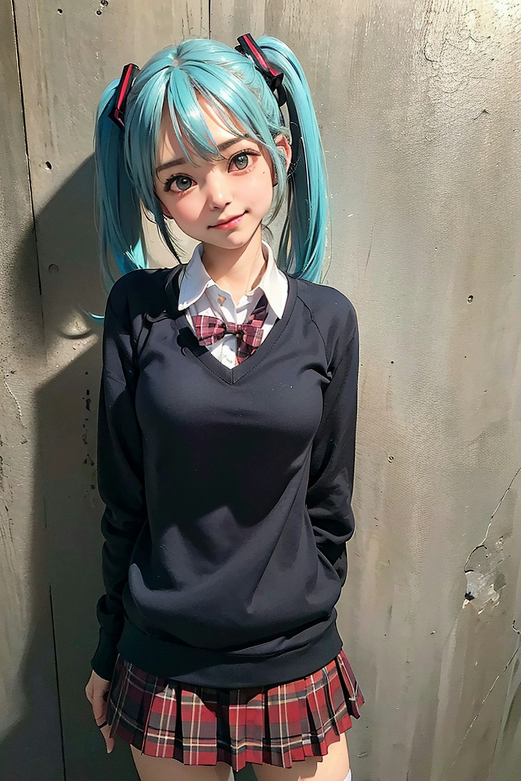 初音ミクです。012_ミニスカセーター制服