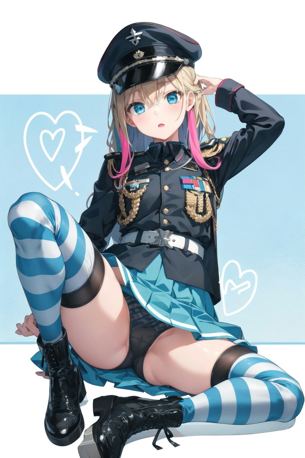 縞ニーハイ軍服少女