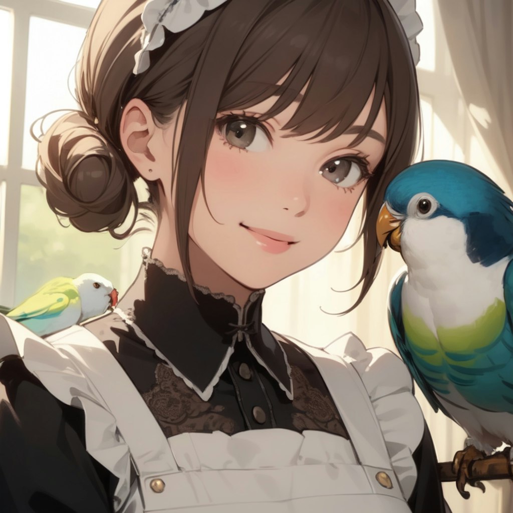 メイドとインコ