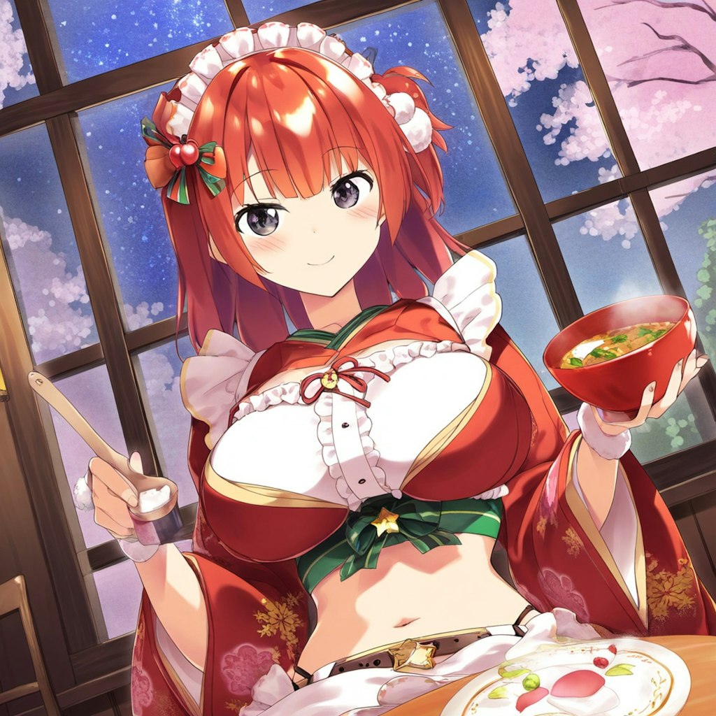 雪桜と和風メイドのクリスマスです。