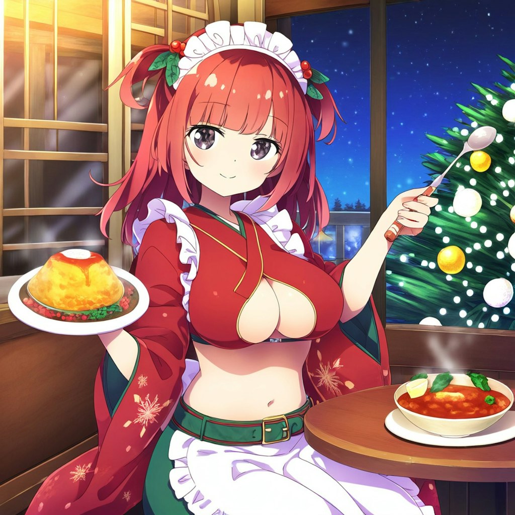 雪桜と和風メイドのクリスマスです。