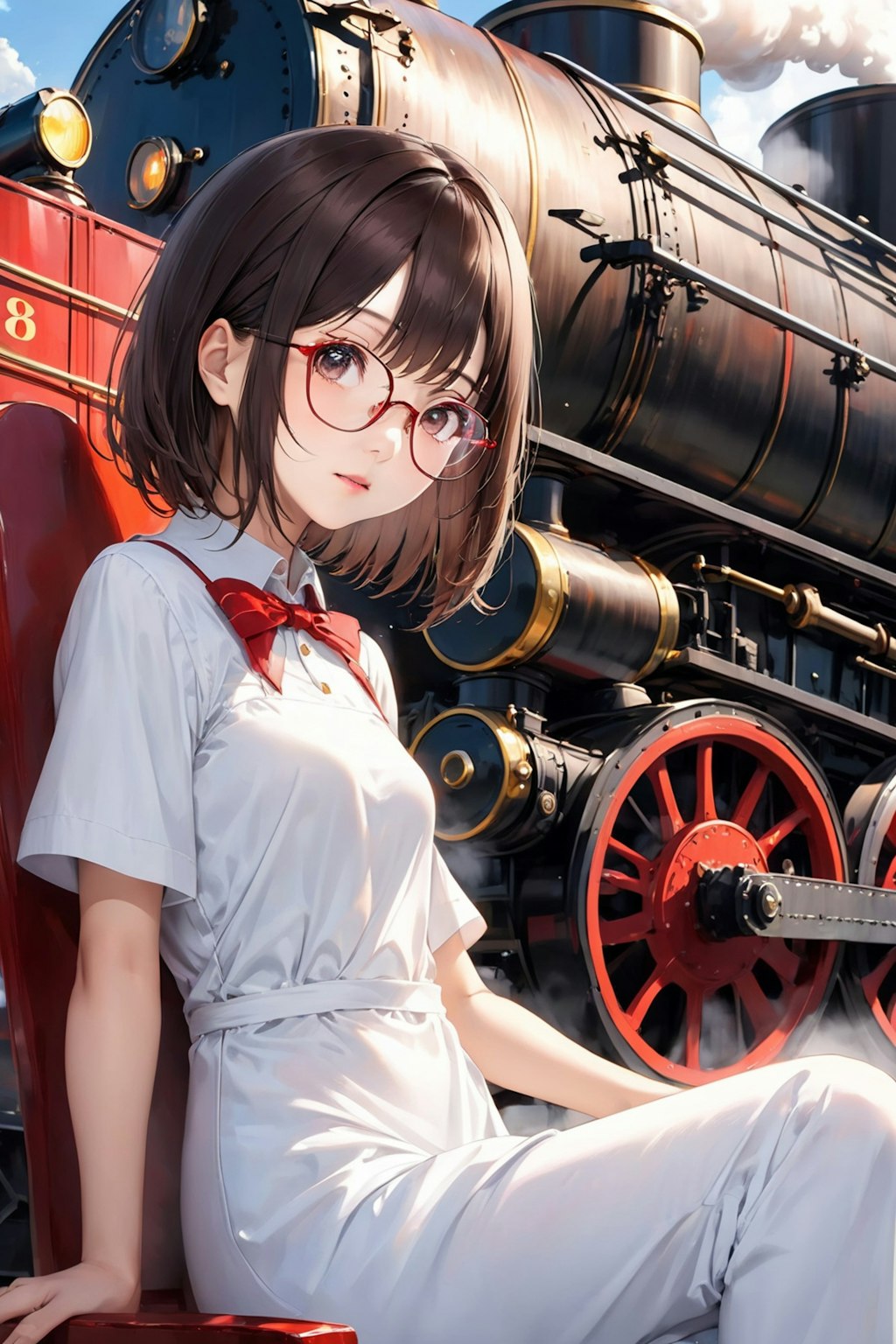 眼鏡女子 楓と蒸気機関車