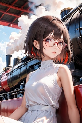 眼鏡女子 楓と蒸気機関車