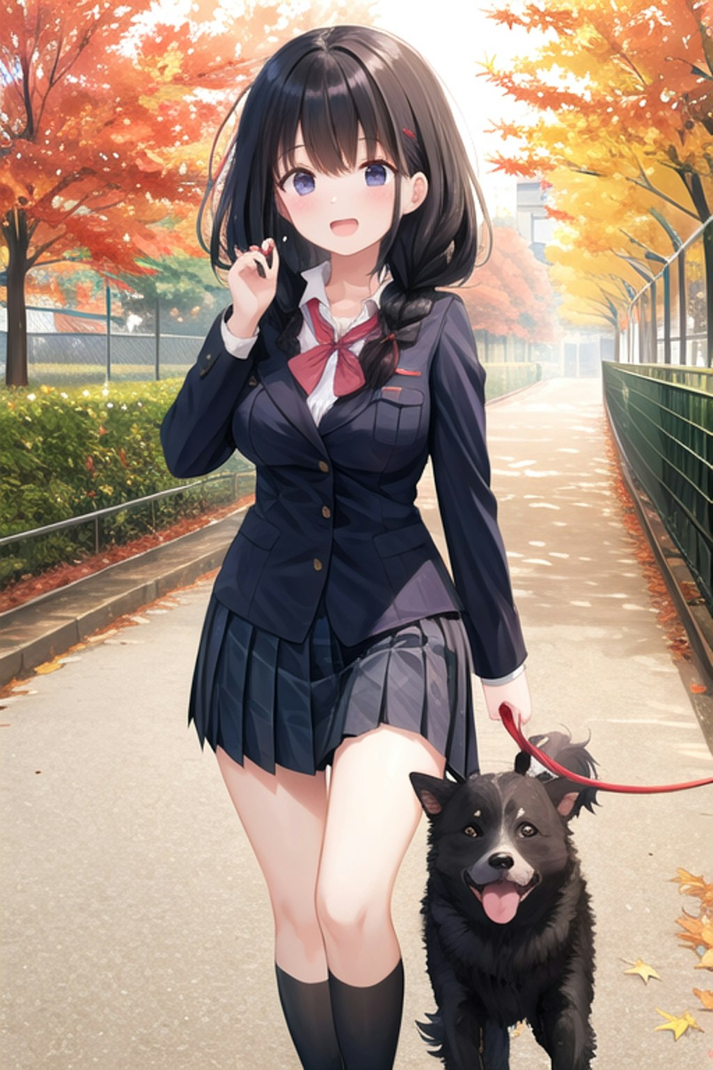 犬の散歩をする女の子１４