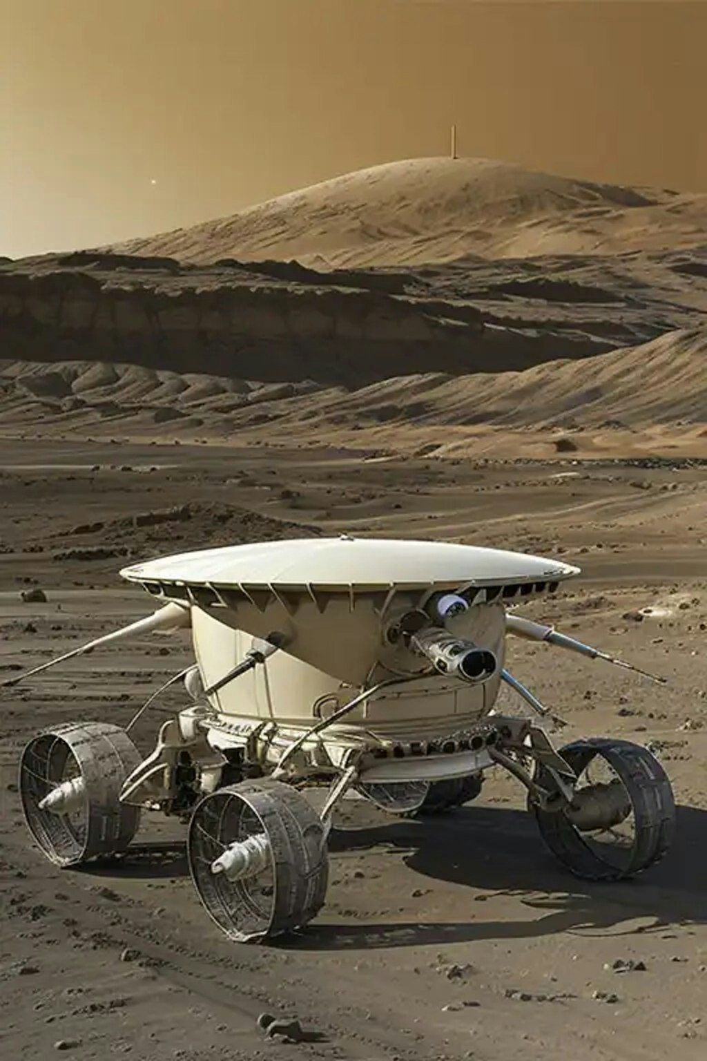 A rover takes some pictures on the surface of Mars