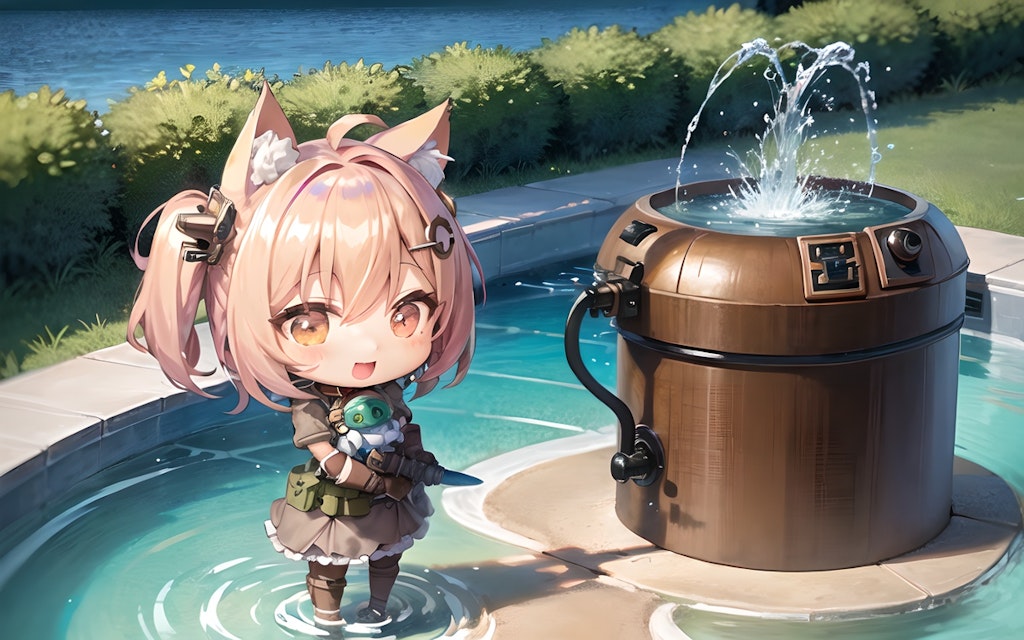 Playing by the water tank