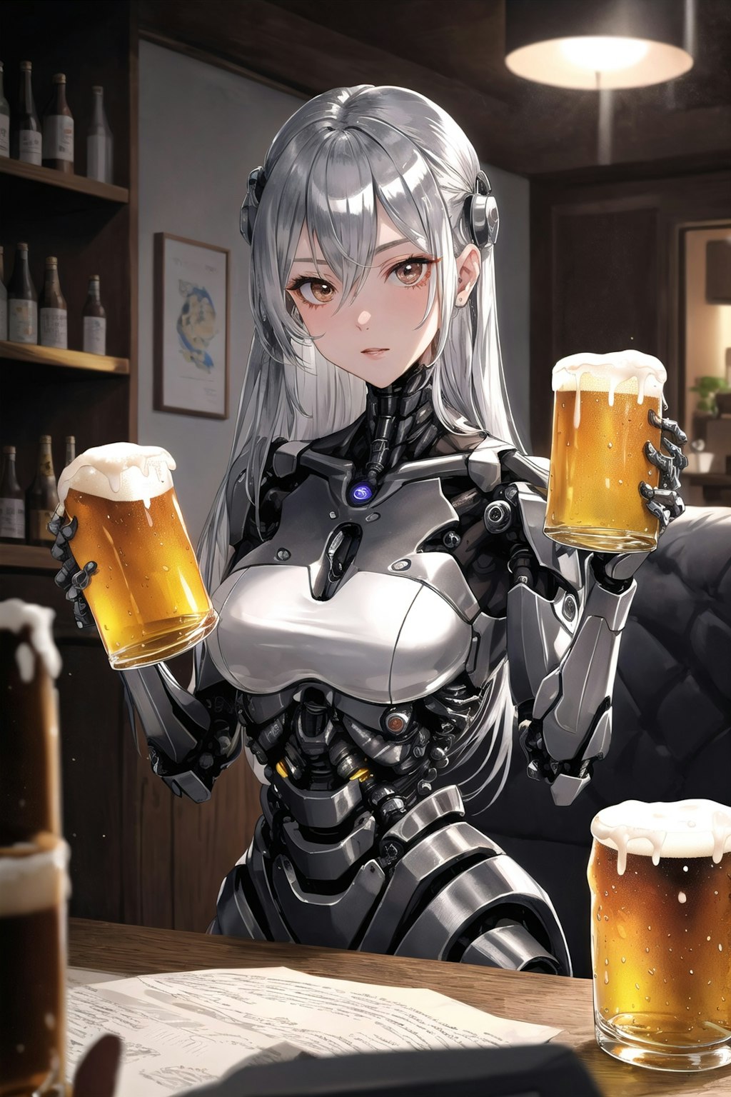 ビールを飲むメカ子