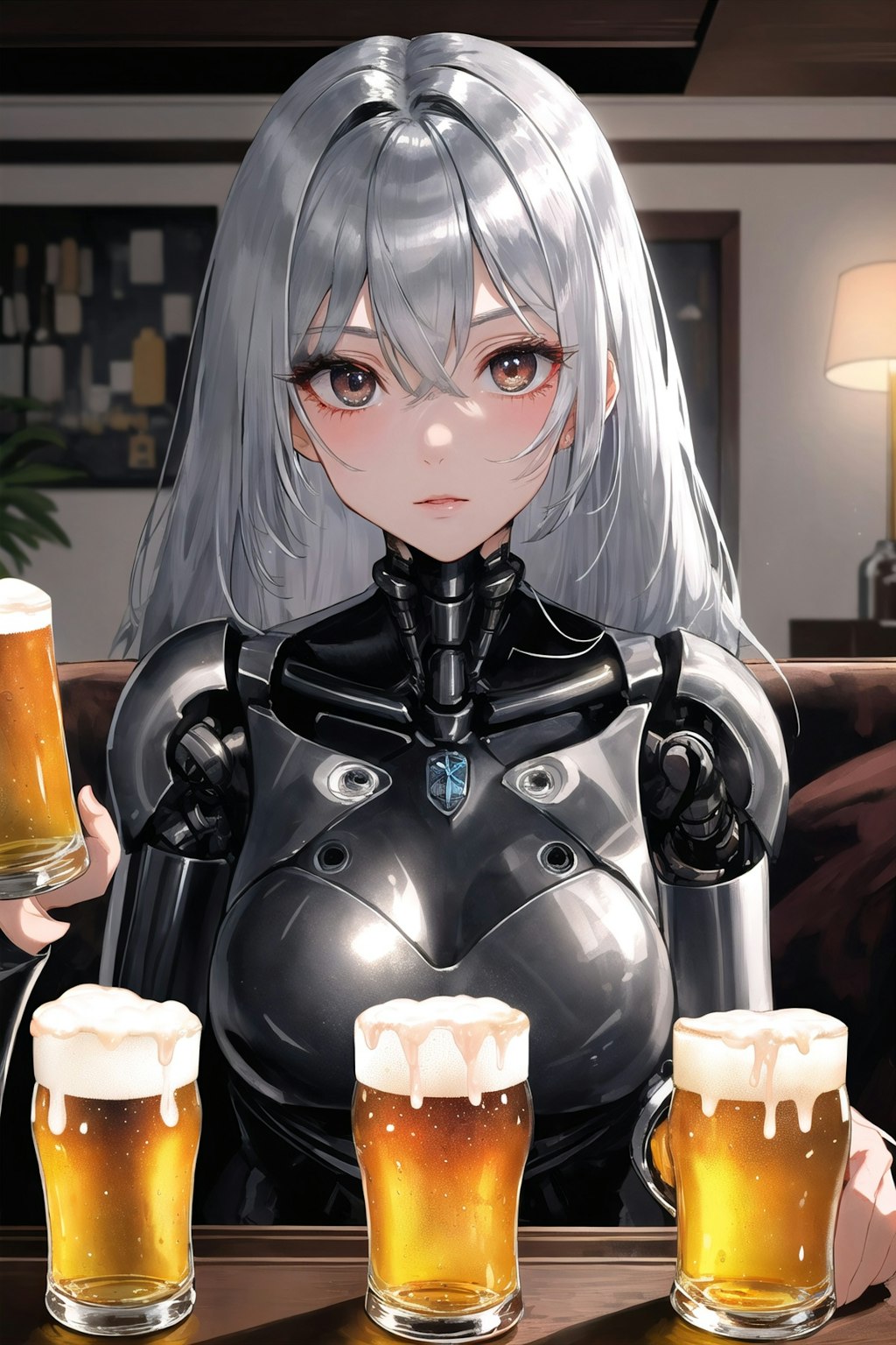 ビールを飲むメカ子