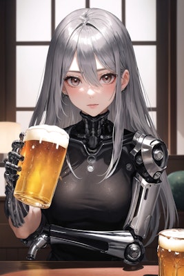 ビールを飲むメカ子