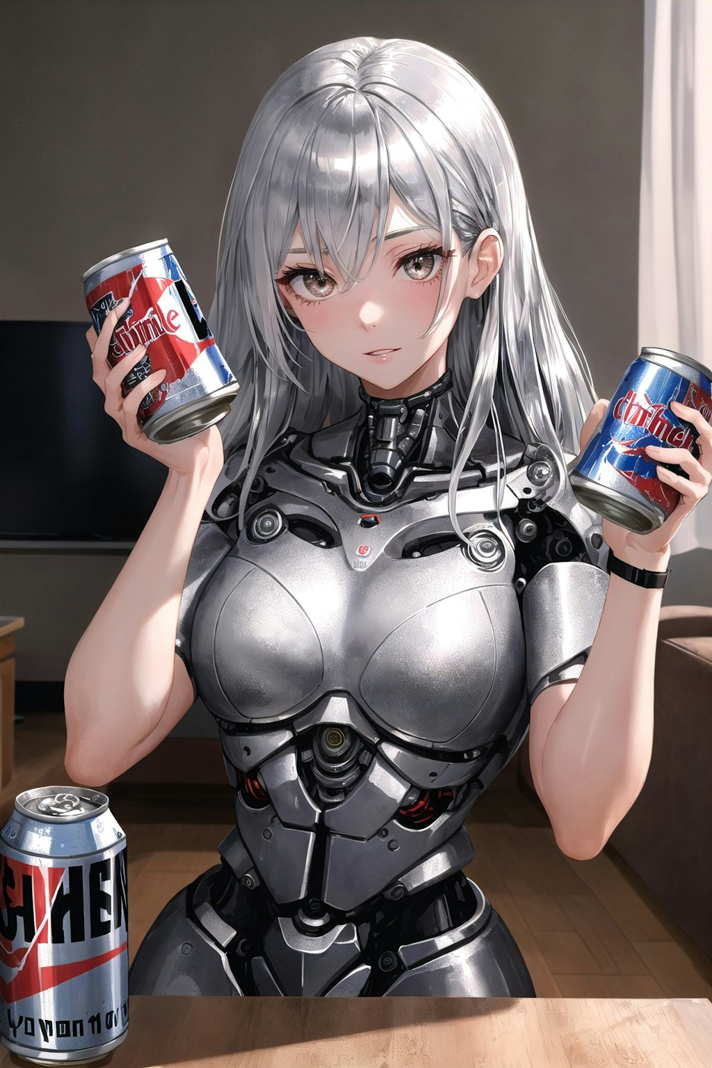 ビールを飲むメカ子