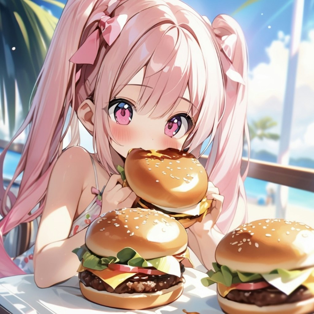 ハンバーガーを食べる少女☆