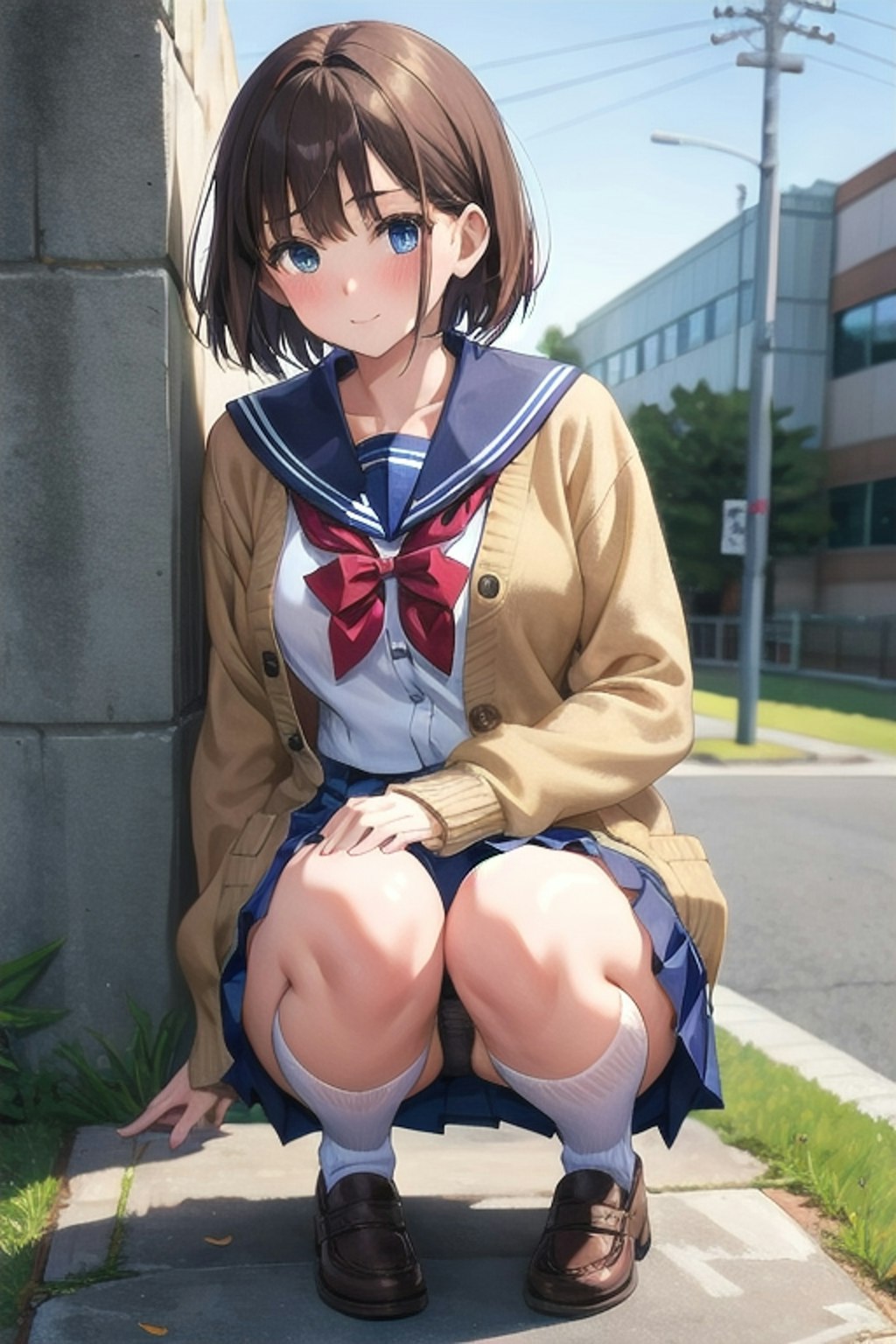 しゃがむ女の子