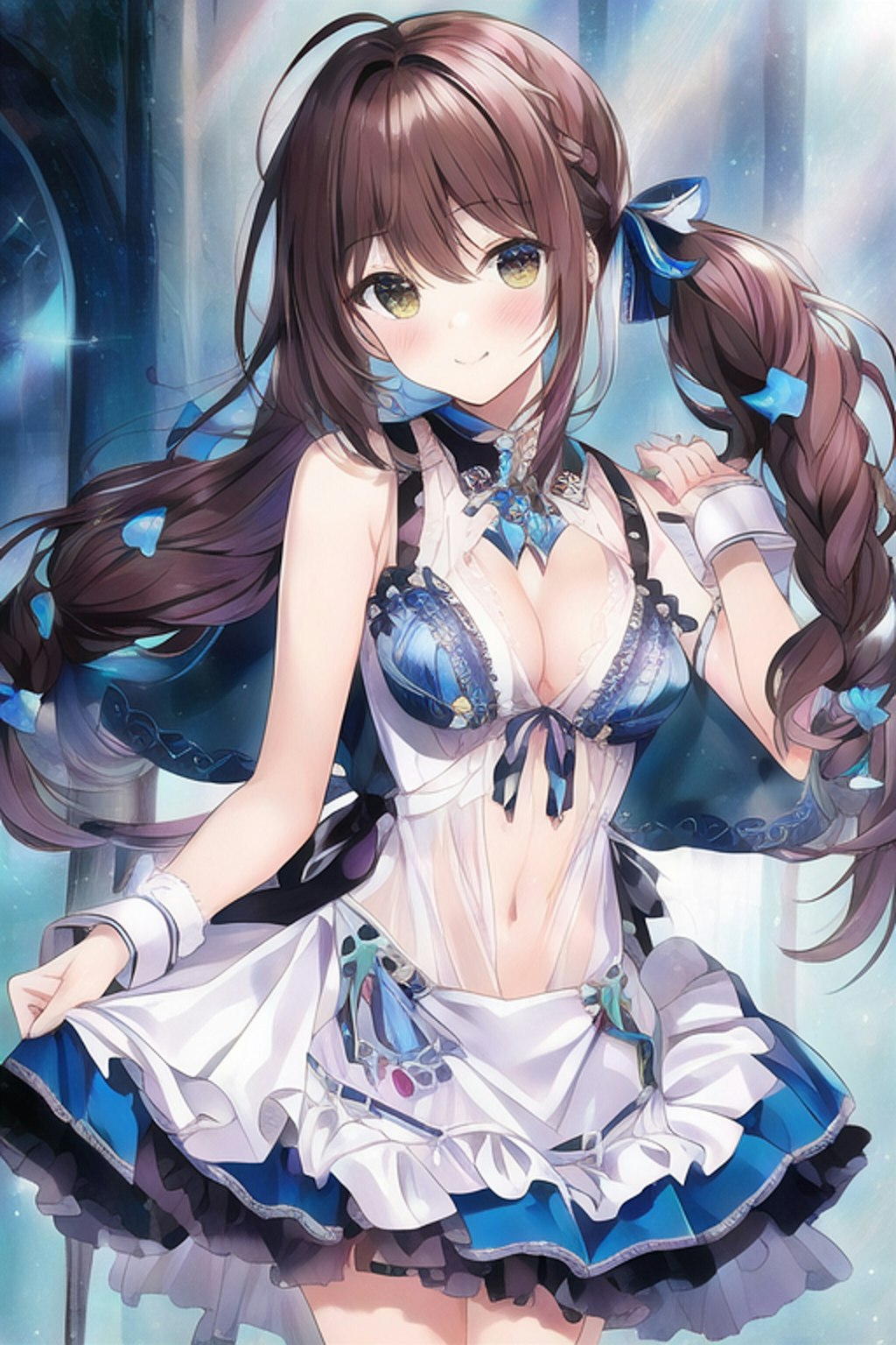See-through dress & shoulder apron