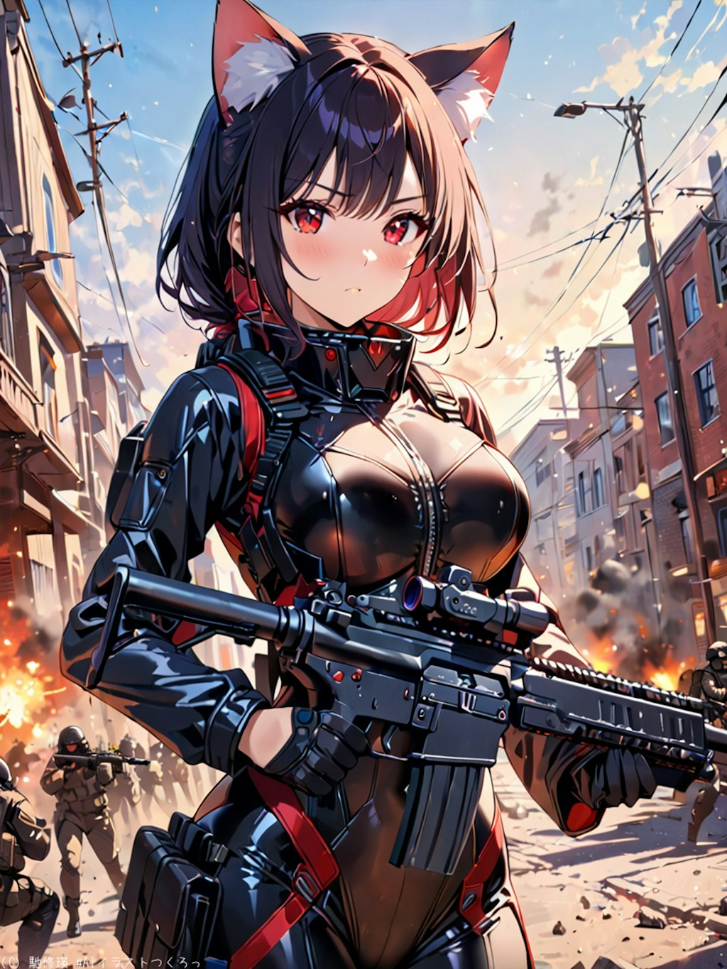 猫耳娘と銃戦