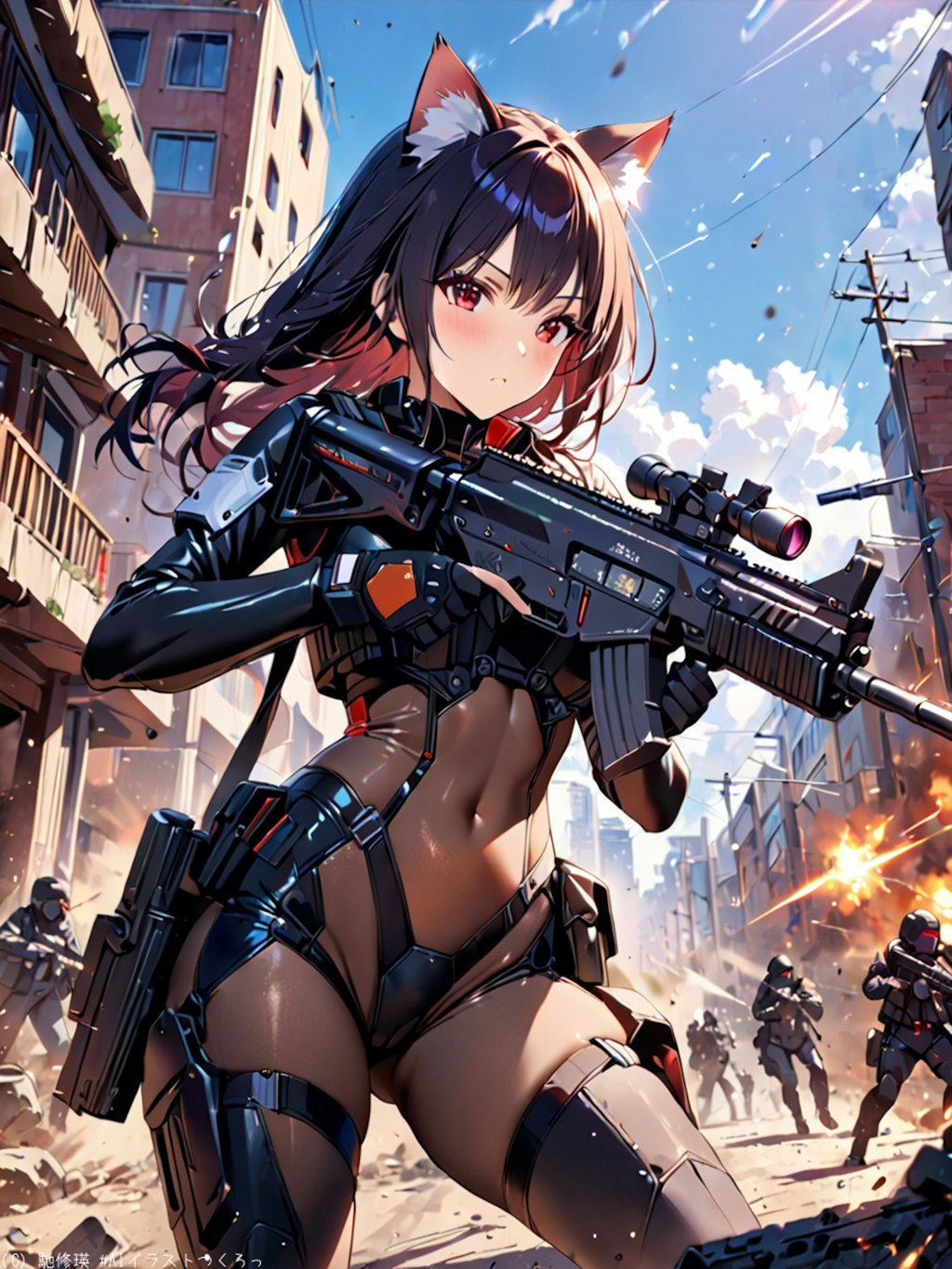 猫耳娘と銃戦