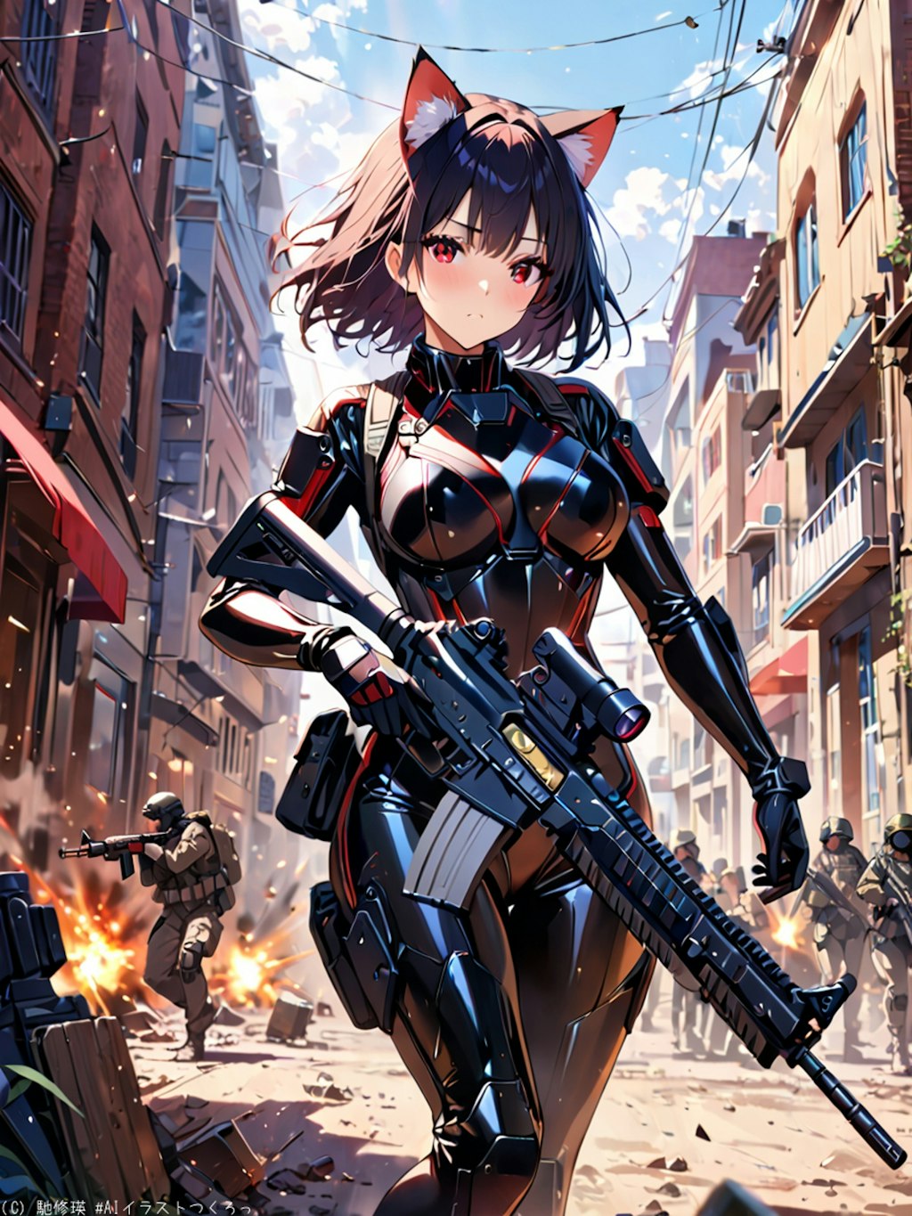 猫耳娘と銃戦