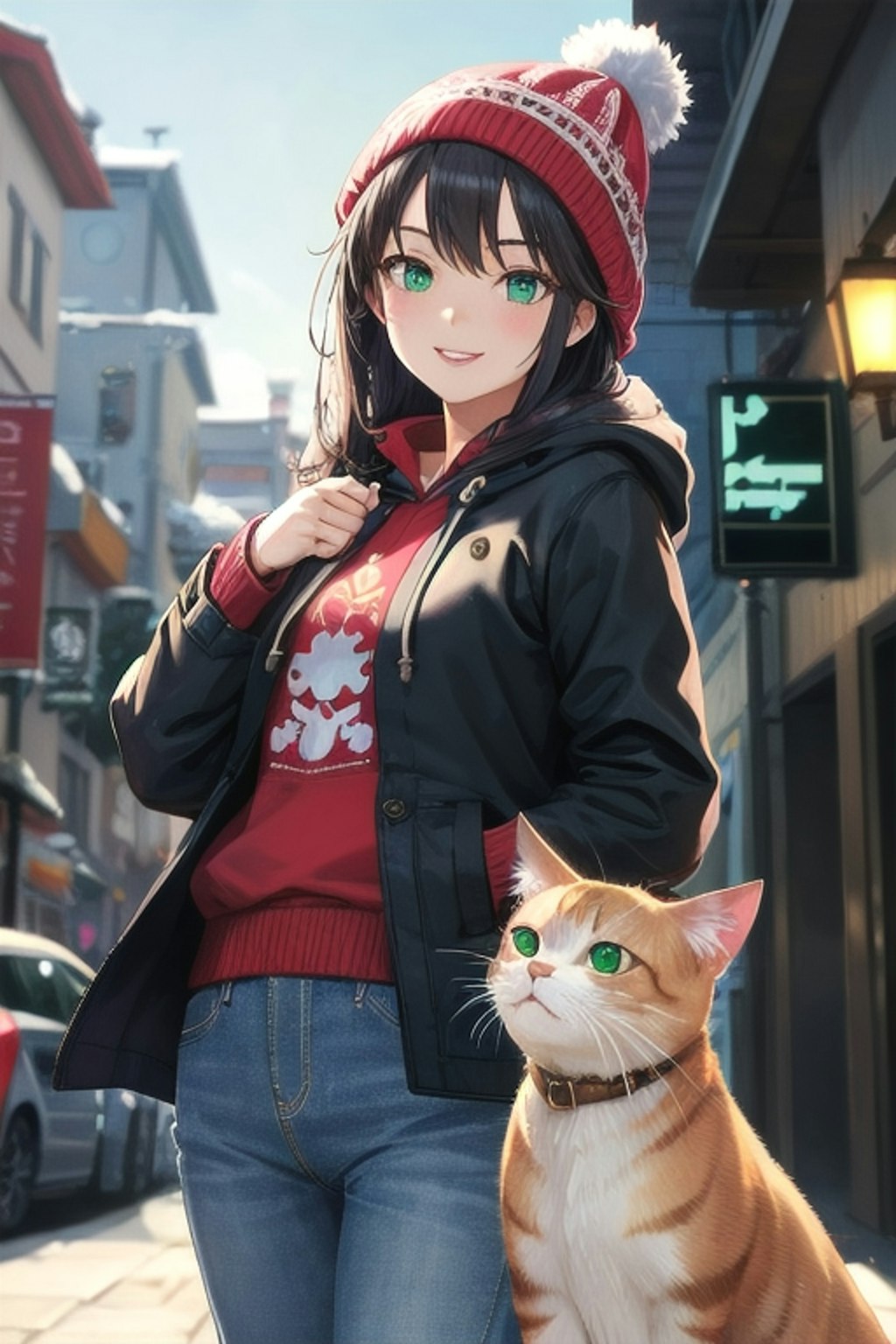 猫と帽子の彼女