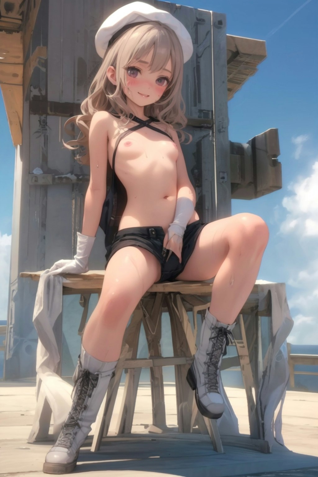 貧乳白ベレー少女