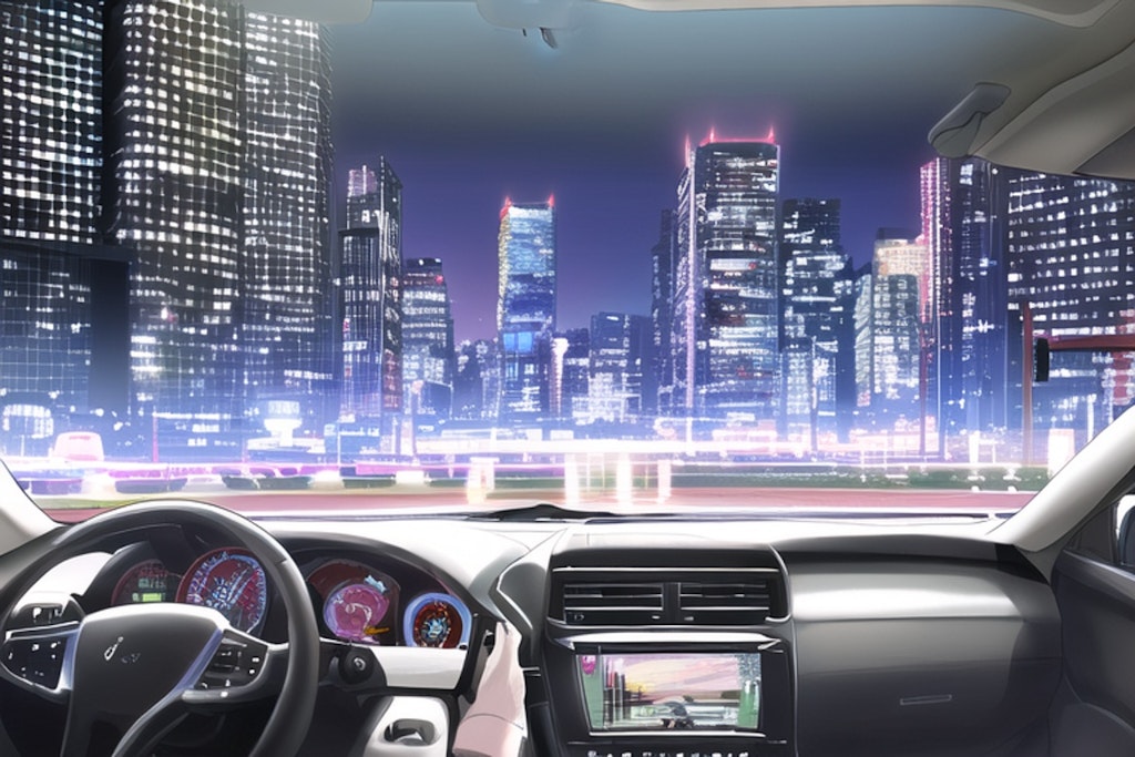 街の夜景を見ながらドライブ