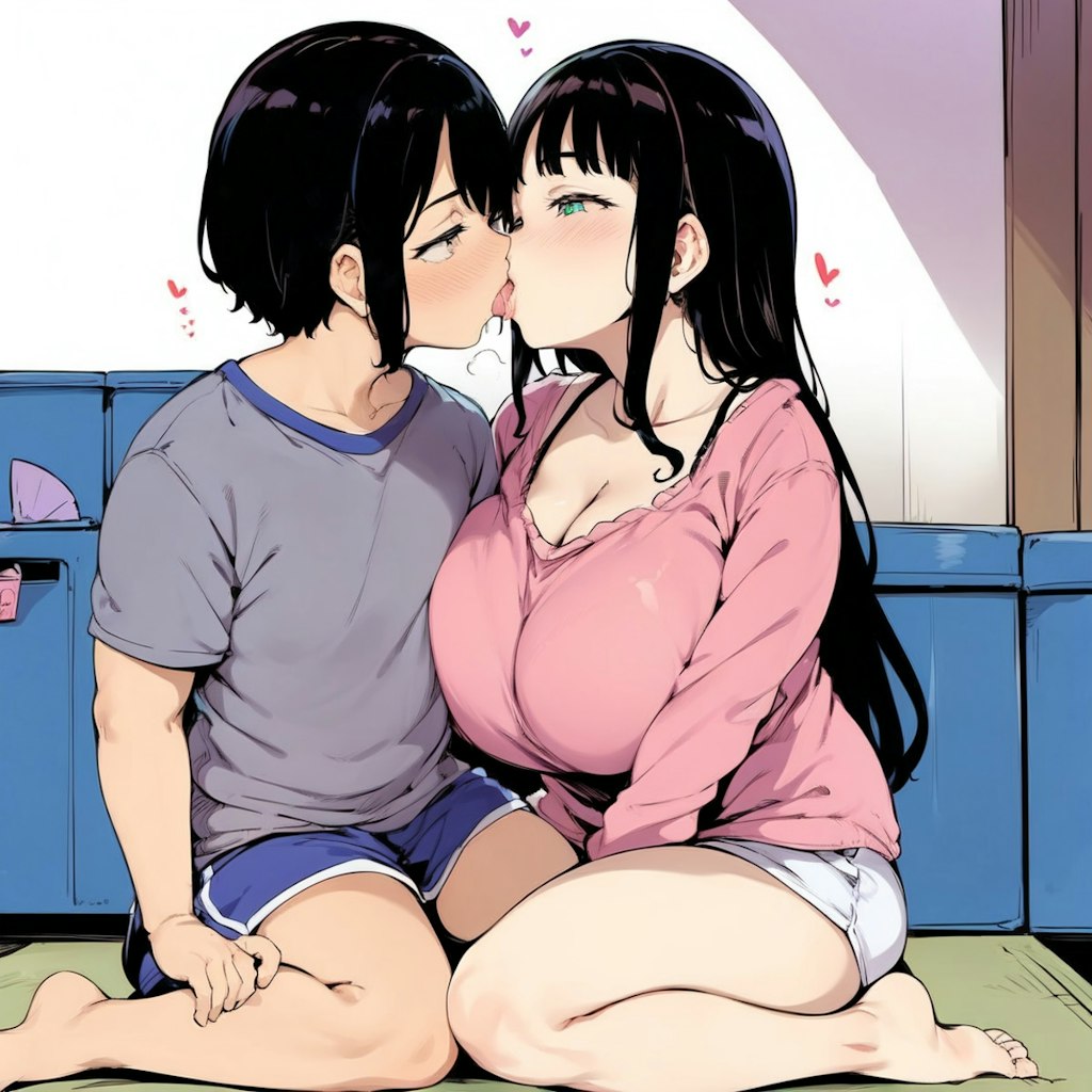 弟に流されてキスするむちむち姉