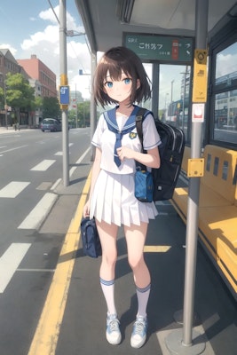 バスを待つ少女