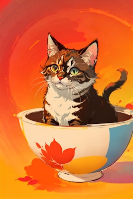 鉢の中の猫
