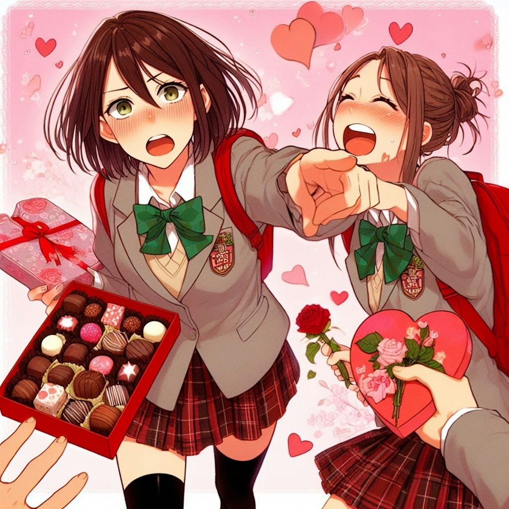 チョコを渡される女の子