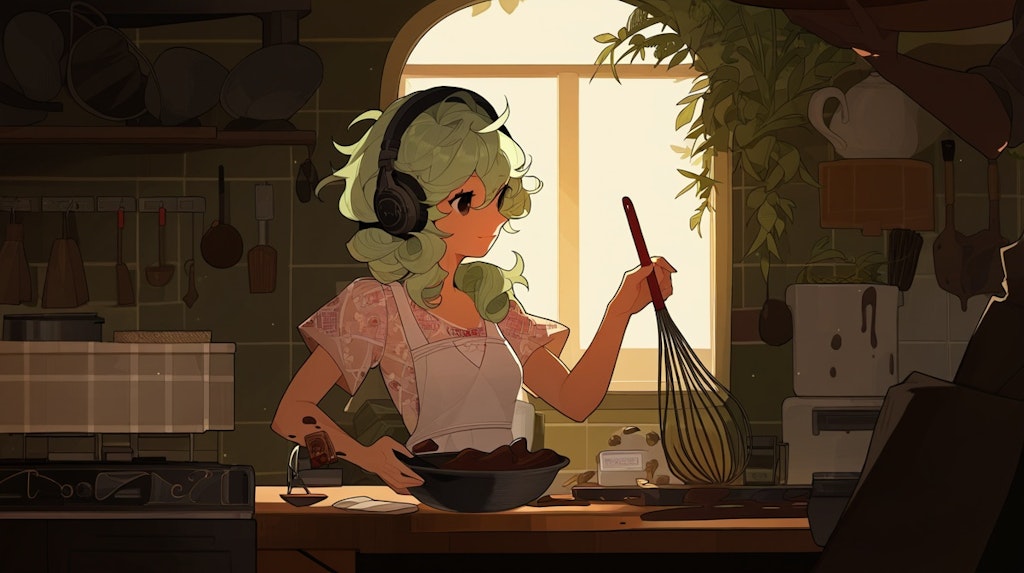 チョコを作る緑の少女