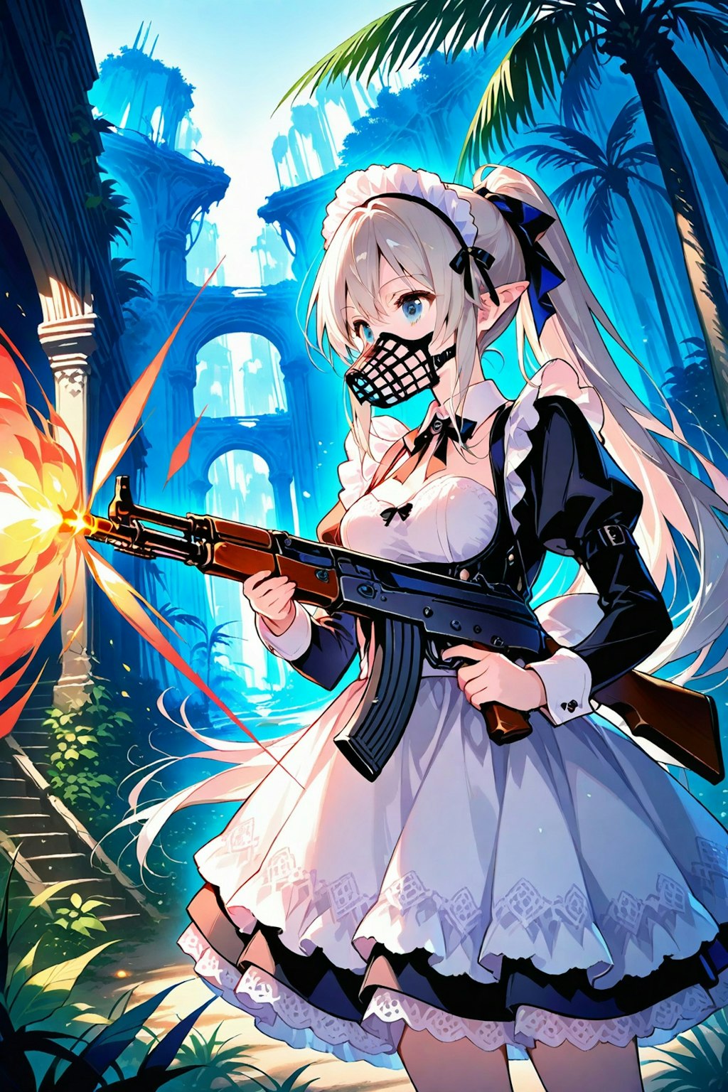 戦うエルフのメイドさん