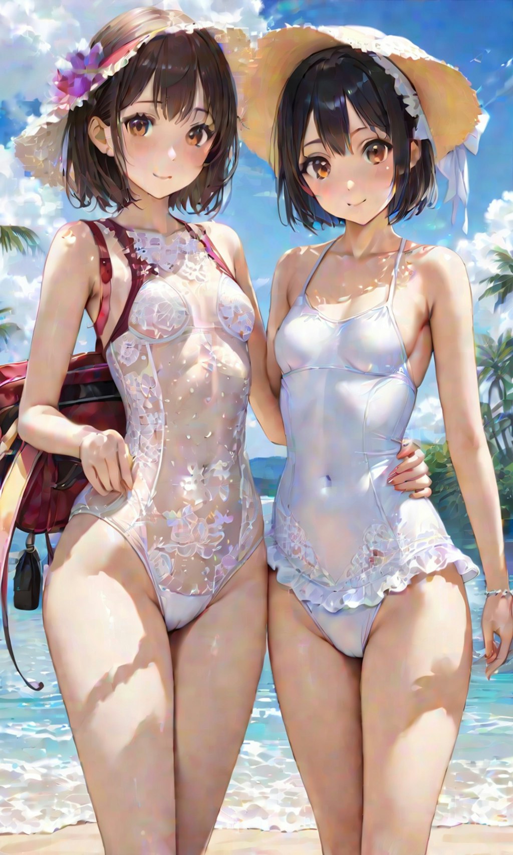 水着と女子高校生と