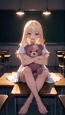 girl holding teddy bear | の人気AIイラスト・グラビア