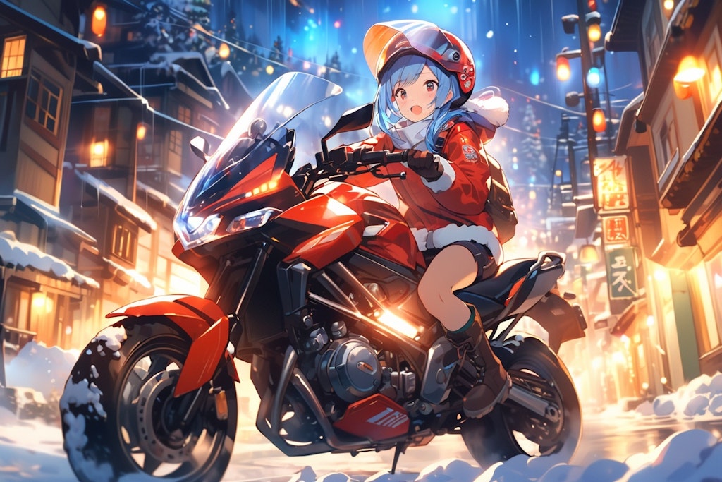 クリスマスとバイクと女の子