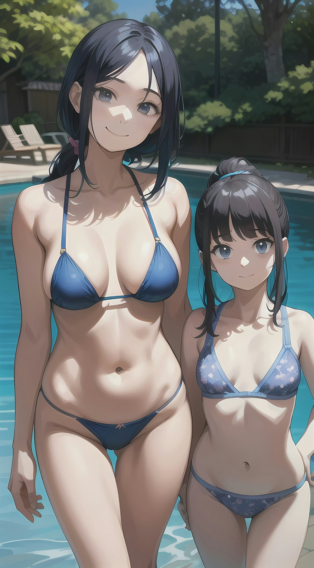 仲良し母娘の水遊び