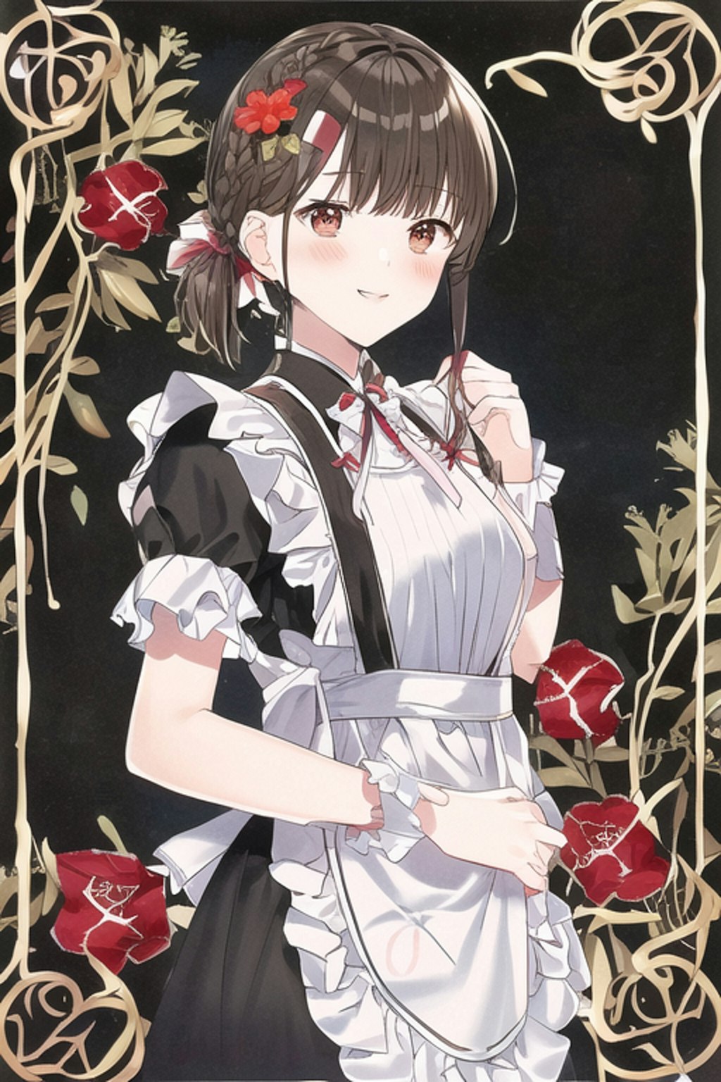 Flower Print Red Maid