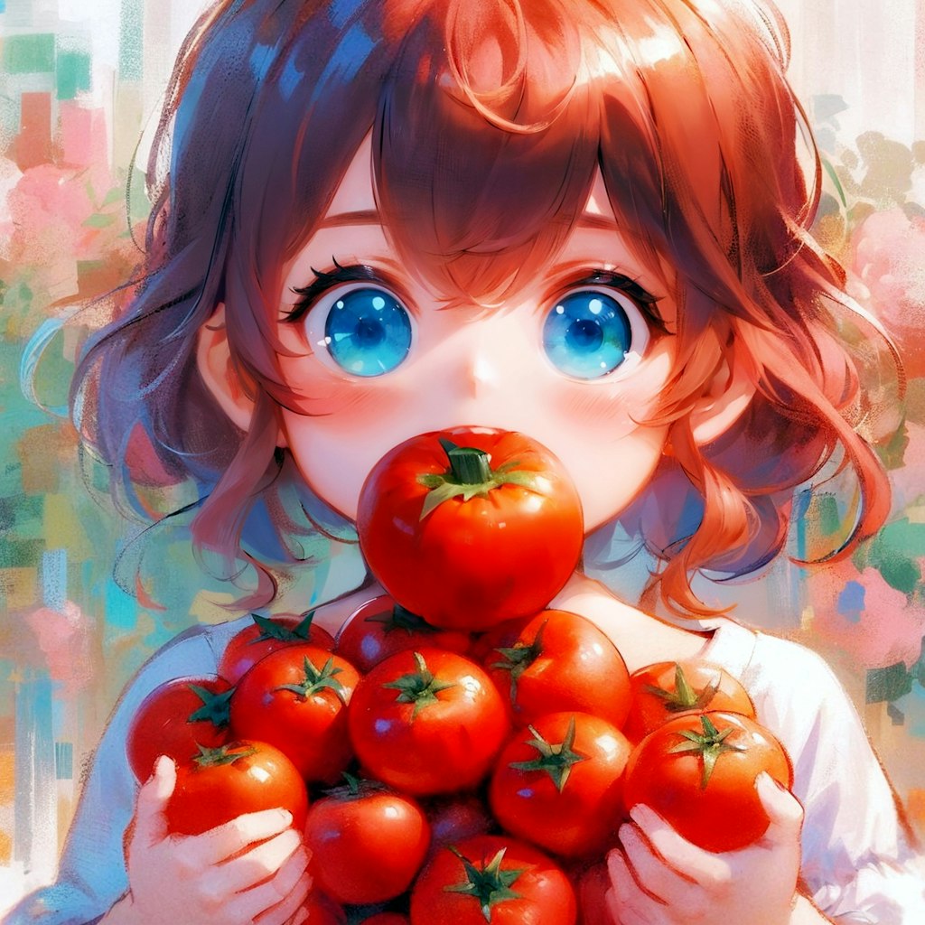 野菜を食べる少女