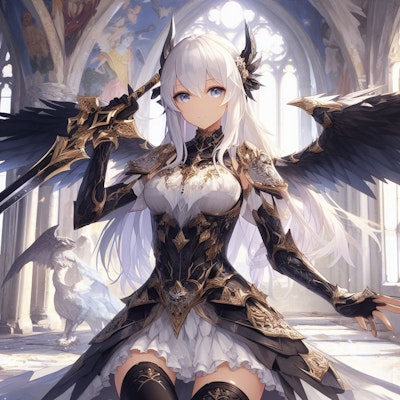 龍に愛された女騎士　外伝～白髪の黒い鎧を着た女騎士　画像集