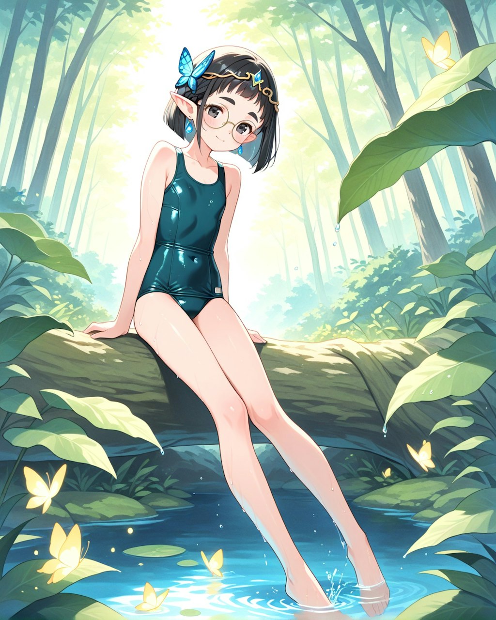 エルフちゃんの水浴び