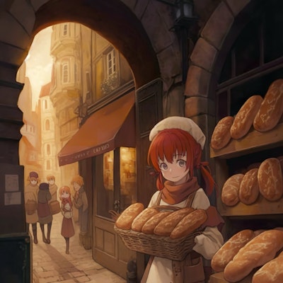 レスランドのパン屋で働く少女
