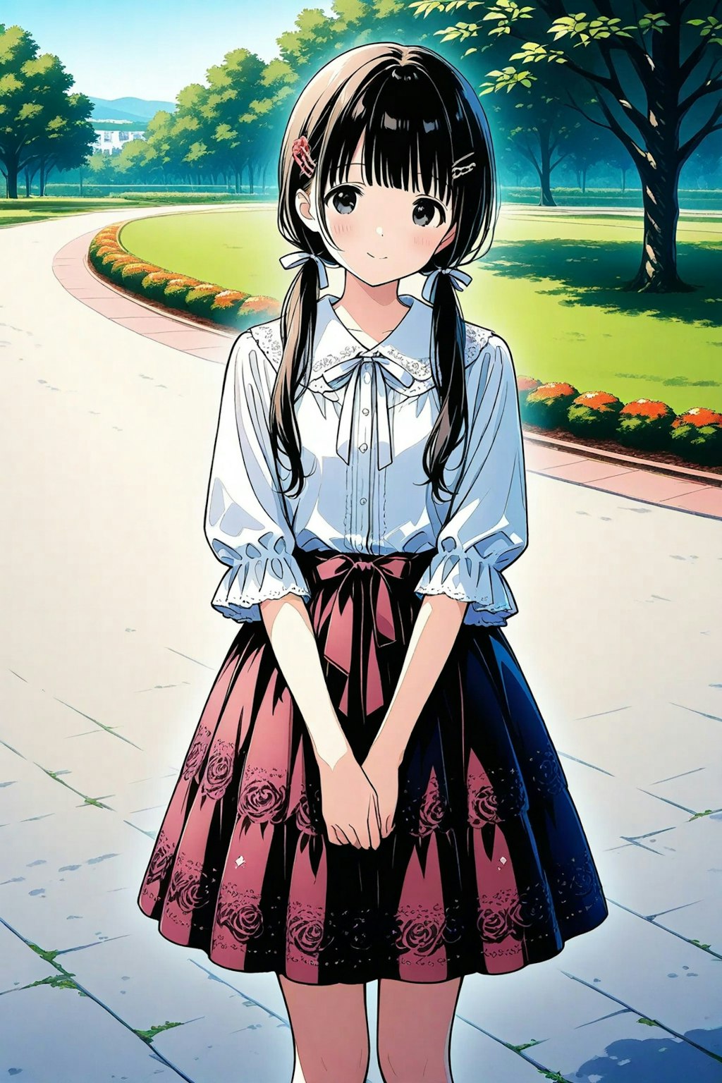 公園で待ち合わせの次女ちゃん🌕✨