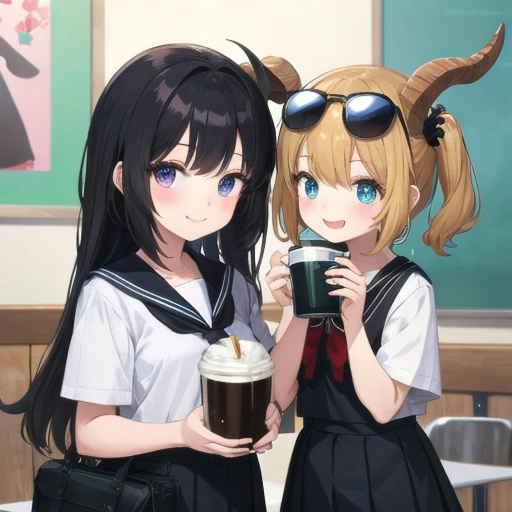 ツノ女学生とコーヒーブレイク