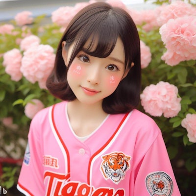 【38年ぶり、阪神日本一】可愛い、阪神タイガース ファンの女の子 #2【DALL-E3】