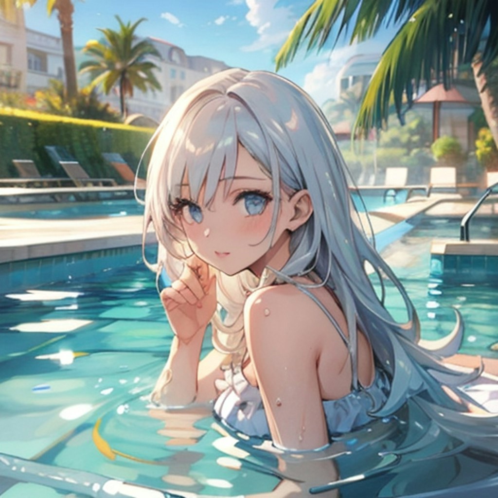 girl in water pool