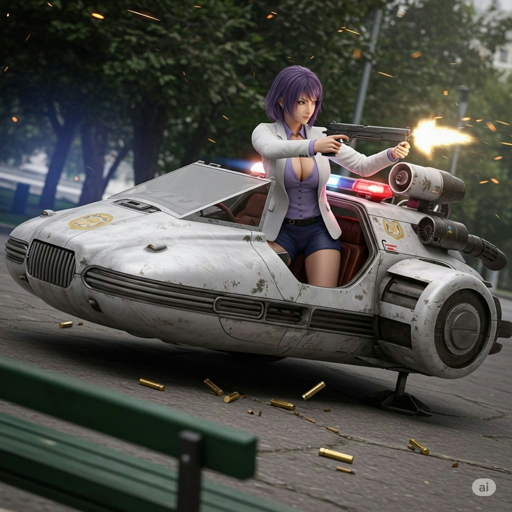 タイヤのないパトカー