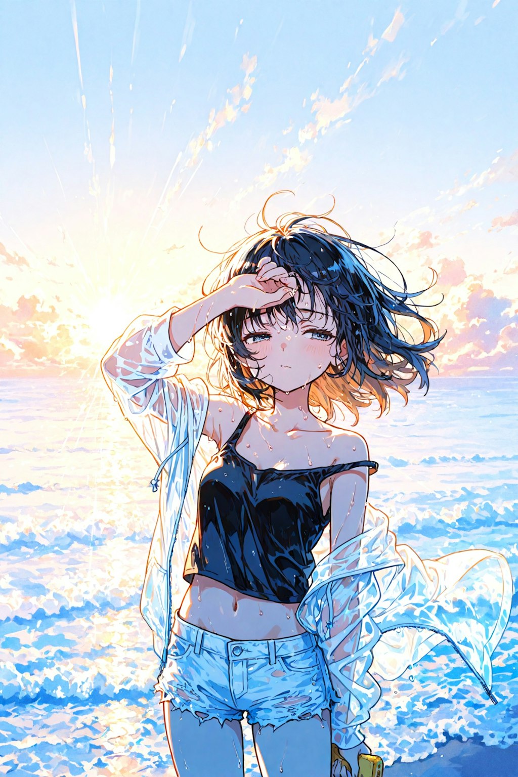 真夏の海辺