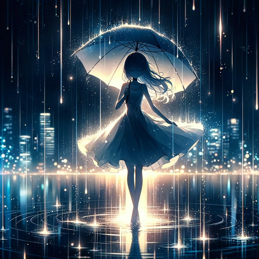 雨に濡れる女性