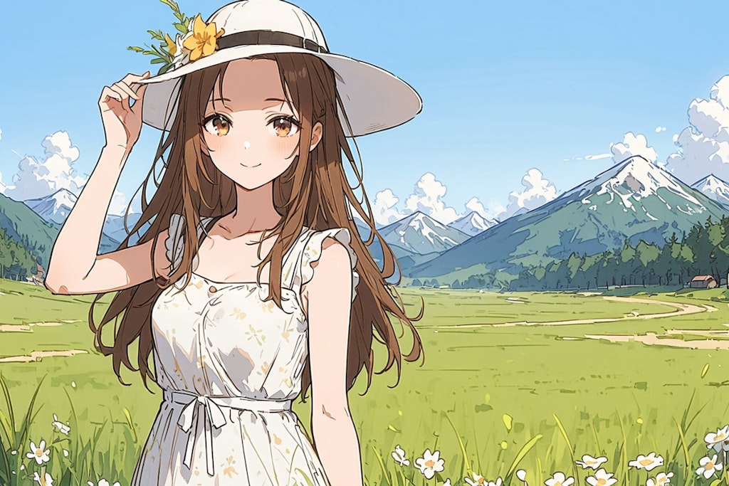 草原のおでこちゃん👒🌼✨