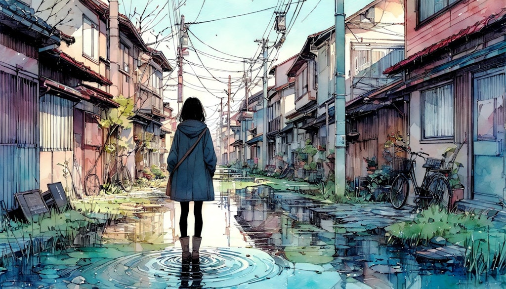 街と水たまり、少女235